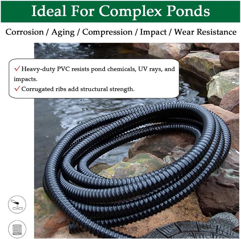 DAVCO 3/4" Dia Corrugated Pond Tubing 3/4-Inch ID, 20 FT Long, Black Kink Free Strong and Flexible PVC Tubing - Image 5